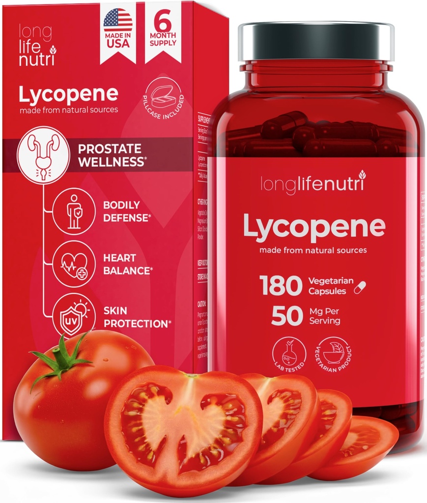 Lycopene 50mg 180 Vegetariánské kapsle 124; Doplněk zdraví 124; Přírodní rajče extrakt Non- GMO 124; čistý prášek