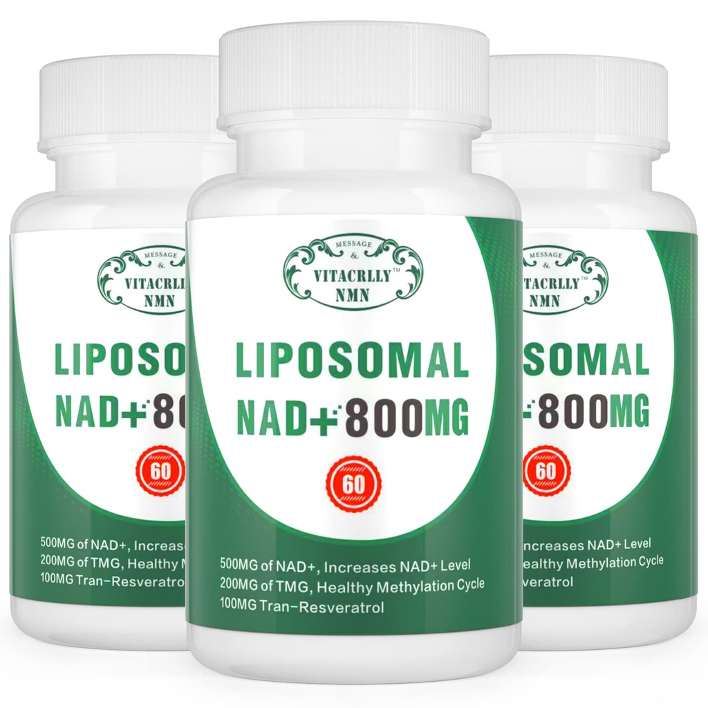 NAD + Doplněk Lipozomální NAD + Plus 800MG Nikotinamid Riboside Alternative for Cell Energy, Health Aging and Muscle Oprah 180 Kapsle (Balení po 3)