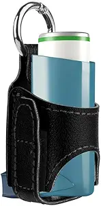 2ks Přenosné Astma Inhaler Holder Lehké PU kůže Ochranné Cestování Handy Astma Inhaler Pouzdro pouze pro dospělé a děti (Black)