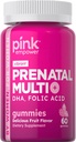 PINK Prenatal Vitaminy 124; 60 Gummie s DHA a kyselina listová 124; Non- GMO & gluten zdarma Multivitamin 124; Ovoce Flavor