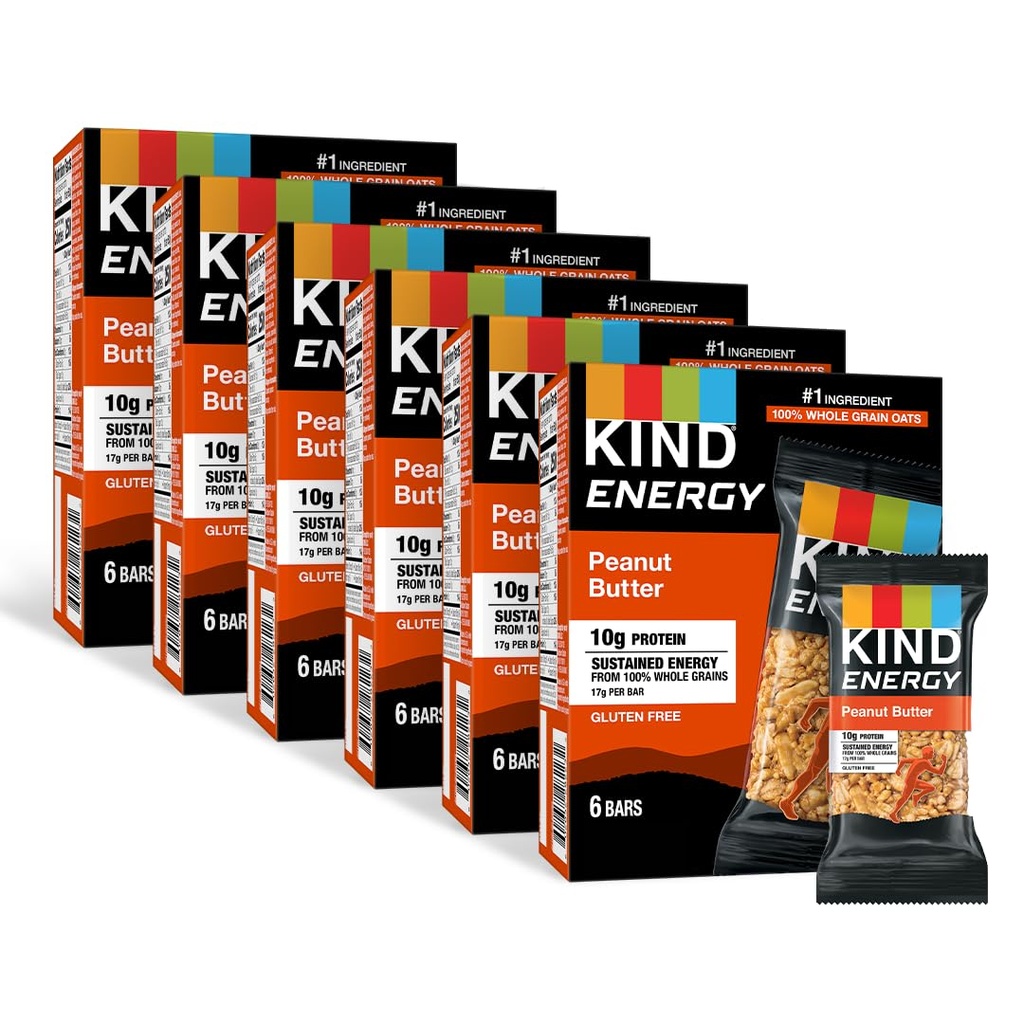 KIND Energy Bary, arašídové máslo, zdravé snacks, gluten zdarma, 10g protein, 36 Počet