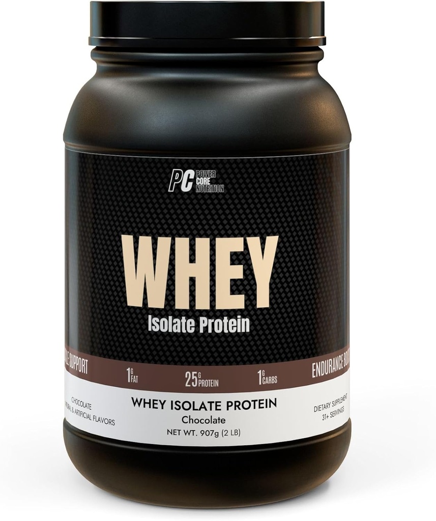 PowerCore Nutrition Whey izolovaný protein - Nízké sacharidy, Nízké tuky, Snadno Směs - 25g protein per Serving - Čokoláda Flavor, Non- GMO, Muscle Recovery & Lean Gains Dodatek (2 LB)