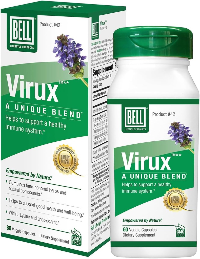 Bell Virux ™ L Lysin a Red Marine - Přírodní Bylinné míchání, Unikátní dodatek k posílení imunitního systému - Lysin 1000mg Kapsle