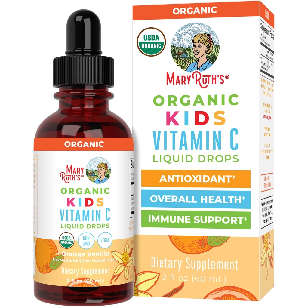 MARYRUTH 'S děti Vitamin C Kapky 124; Vegan Imunitary Support Supplementary for ages 4-13 Ibrahim 124; Imunitary Support & Celkovýzdraví 124; Vitamin C from Organic Acerola Fruit Extract 124; 2oz