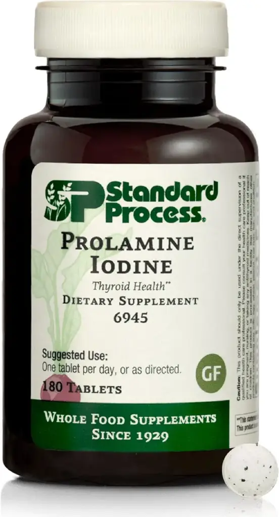 Standardní proces - Prolamin jód - Podporuje zdravé hladiny jódu, zdravé funkce štítné žlázy, vápník, jód, gluten zdarma a vegetariánské - 180 tablet