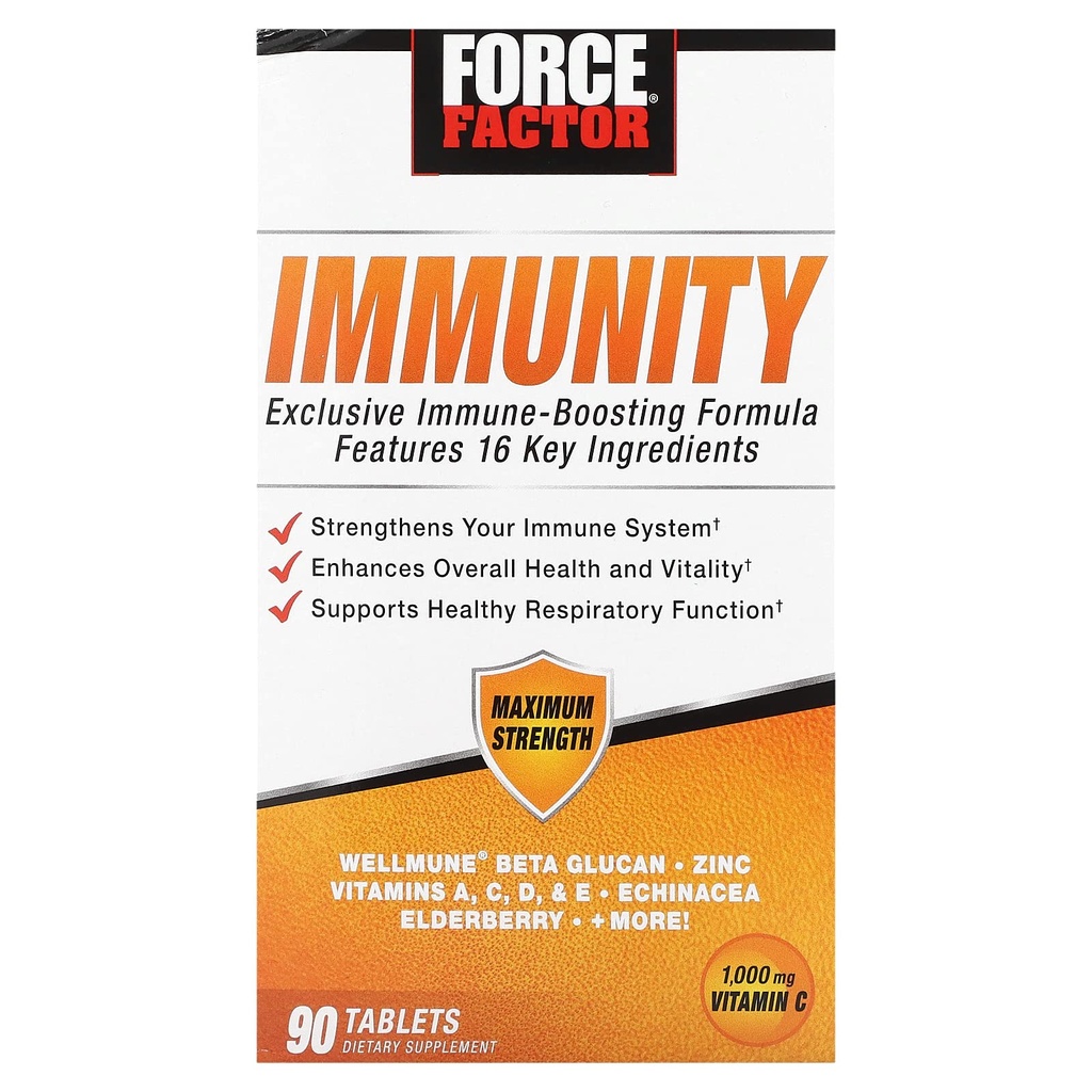 FORCE FACTOR Imunity, Imunite Support Booster with Elderberry and 1000mg of Vitamin C, Plus Vitamin D, Zinek, Probiotika, Quercetin, Antioxidanty, a Echinacea for Immunote Health Defense, 90 Tablet
