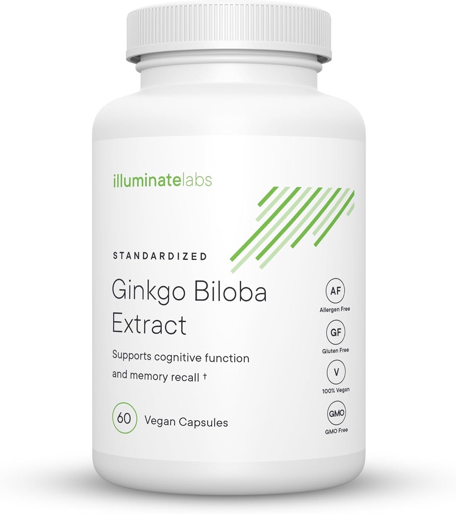 Iluminate Labs Ginkgo Biloba Extract Kapsle 124; 240 mg CUP124; Podporuje Zaostření, Koncentrace, Paměť, Short- Termín Cognitive Functions 124; Third- Party Testováno a Baleno lékařským výzkumem