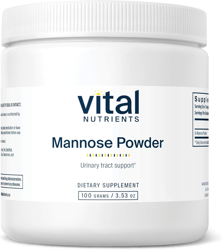 Vital Nutrients Mannose Powder 100g CZ124; Vegan D-Mannose dodatek pro Močový Trakt a močový měchýř Podpora CZ124; Gluten, mléčný, Soy zdarma CZ124; Non- GMO CZ124; 50 Služeb