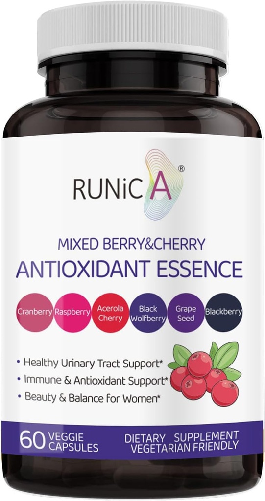 6in1 Antioxidant dodatek pro ženy s brusinkou, Grape Seed & Berry Blend 124; Nutritional Complex- Skin, Zdravé stárnutí, Imunitní a Močová Trakt Podpora 124; Veganské kapsle
