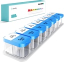Daviky Velké Pill Organizátor 2 krát denně - XL Pill Box 7 Day, Velký Vitamin Držák se 7 Odnímatelné AM / PM Compartments, Velký dodatek Kontejner pro týdenní nebo denní použití (modrá)