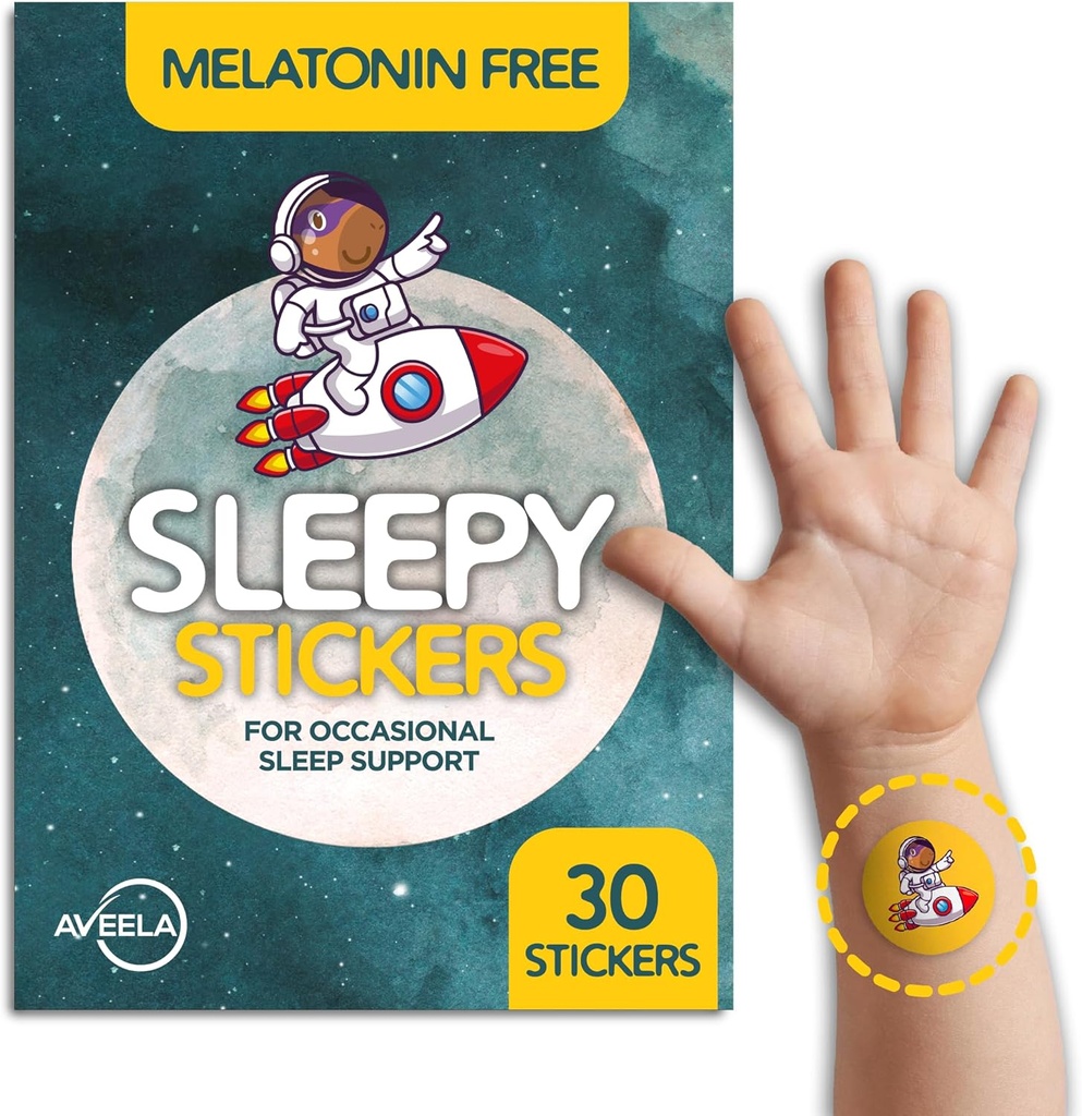 AVEELA Sleepy Stickers Melatonin zdarma pro děti a dospělé (30 Pack) Sleep Patches pro děti, přírodní & cukr zdarma.