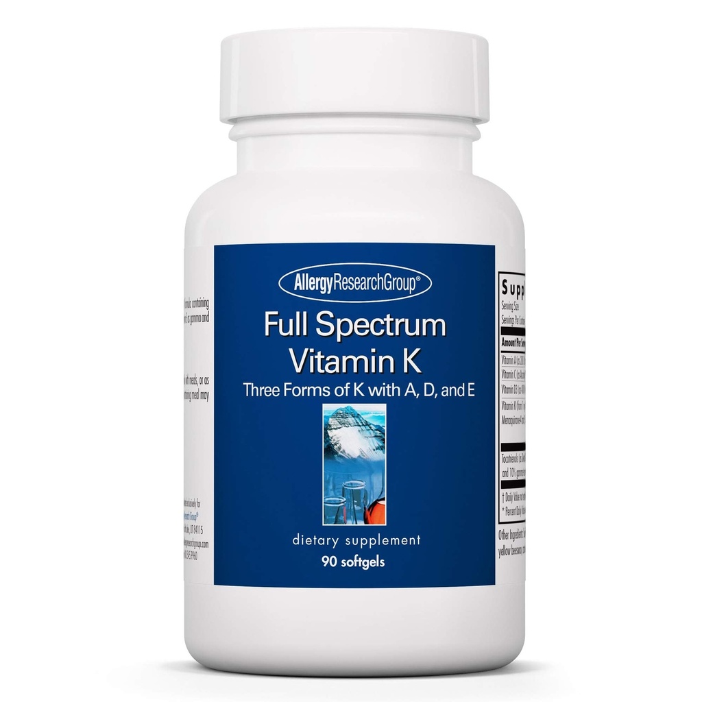Alergická výzkumná skupina plný spektrum vitamin K - vitamín K1 a K2 dodatek, vitamin K komplex, MK-4, MK-7, vitamin D3, vitamin A - 90 Počet