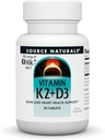 Zdroj Naturals Vitamin K2 + D3 Kostní a srdeční zdravotní komplex - s vitamínem D3, Vitamin K2 (MK-7) a vápník - 30 Tablety