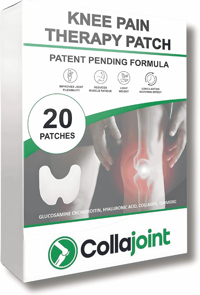 Knee Pain Relief Patch - Hydrogel pro mobilitu a pohodlí s kolagen & Glucosamine - Nízký zápach, 20 Počet