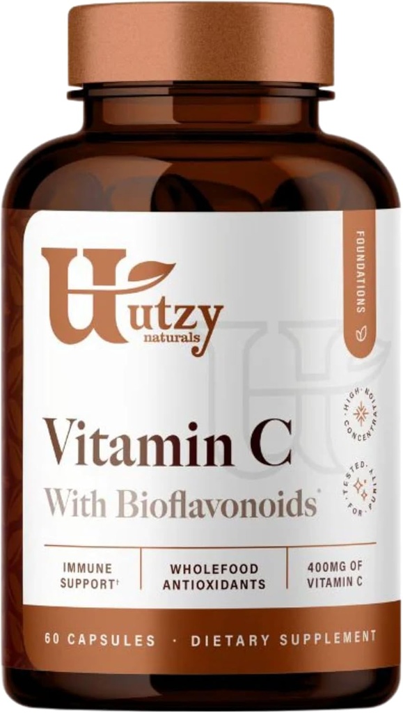 Utzy Naturals Vitamin C Komplex vitamin 124; 400mg Vitamin C s Acercola & Citrus Bioflavonoids PHAR124; 60 Kapsle