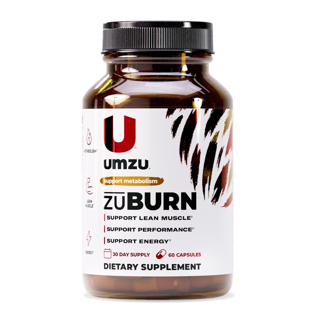 UMZU Zuburn Energy Supplement - 30 Day Supply - Caffeine, Mitoburn, Capsimax, Grains of Paradise, B6 & B12 - Podporuje Daily Energy, Focus & Active Lifestyle - cGMP, USA