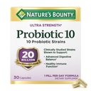 Příroda je Bounty Probiotic 10 Denní Probiotický dodatek pro stravovací, imunitní a horní Respirační podpora, Ultra síla, 30 Kapsle 1 Pack