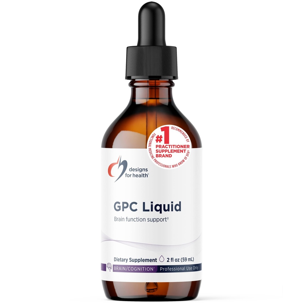 Designs for Health GPC Liquid Drops - 600mg Soy Free Alpha Glycerofosfocholin dodatek, Non- GMO GPC Cholin from Sunflower Lecithin - Podporuje zdravé funkce mozku (30 Servings / 2oz)