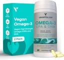 Vegan Omega 3 dodatek - EPA, DHA doplňky a vitamín D3 - Řasy Omega 3 Vegan doplňky pro mozek, oko a srdce zdraví - pro děti a dospělé (120 Kapsle)