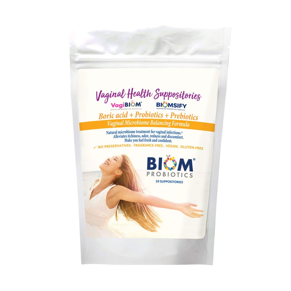 Biom Probiotika Prebiotika Kyselina boritá Suppositors. Feminin Zdravotní Probiotika pro infekce & pH Essentials VEGAN, PARABEN- ZDARMA (10)