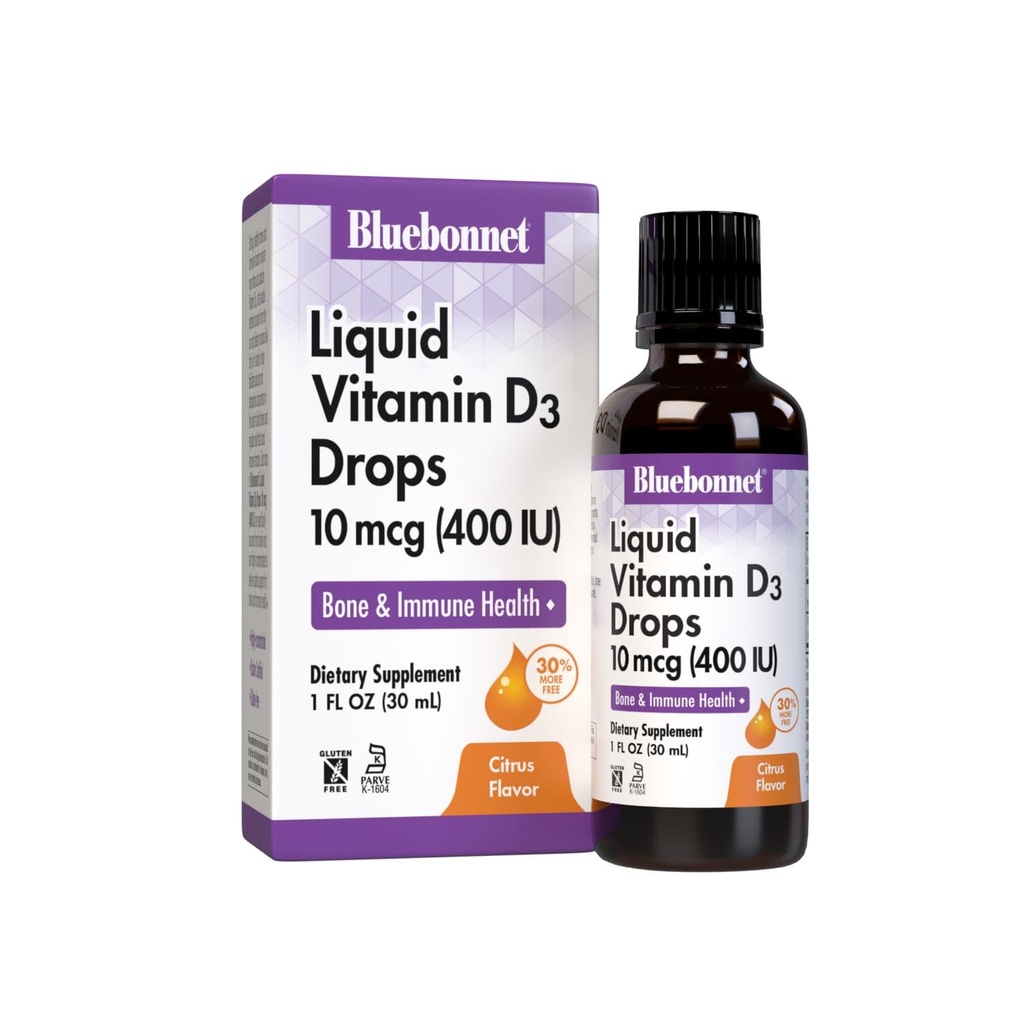 BlueBonnet Liquid Vitamin D3 Kapky 400 IU, Citrus, 1 Fl Oz