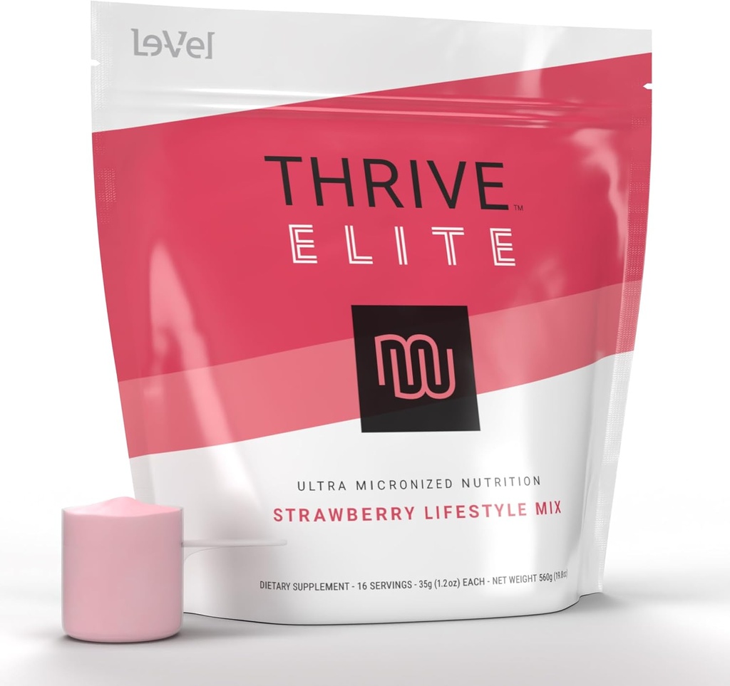 Thrive Elite Protein Shake 124; Gluten- Free, Protein Blend with BCAA, Probiotics & Enzymes Côte 124; 16 Serving - Scoop Serves, Strawberry