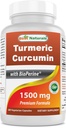 Nejlepší Naturals Turmeric Curcumin 1500mg / Podání s Bioperine - 180 Veggie Kapsle