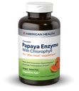 Americké zdraví Žvýkací papája enzym s chlorofylem 600 Chwbls