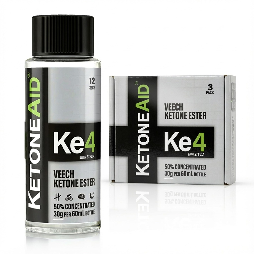 KetoneAid Ke4 Keton Ester Koncentrát 124; Ne Keton Salt, žádný cukr, žádný kofein 124; Exogenní D- BHB Ester OF 124; 12 Serving per Bottle (3 Počet)