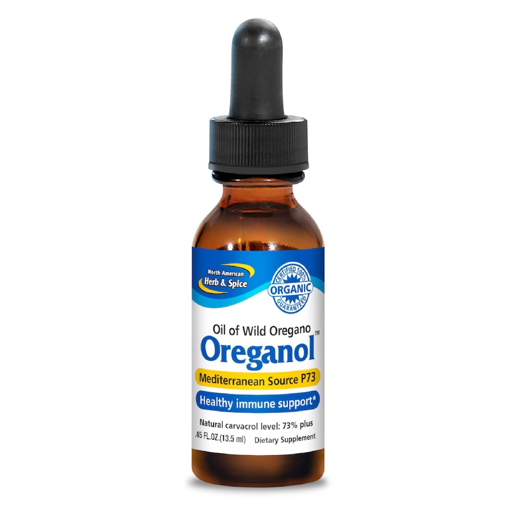 SEVERNÍ AMERICAN HERB & SPICE Oreganol - 0,45 f. oz. - Nezpracovaný, Wild, Organic Oregano Oil - Mediterranean Source P73 - Non- GMO - 194 Services