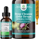 Deepheel Cleanse, Detox & Opravy s mléčnými Thistle Liquid Drops - Játra Detox Liquid Artichode Extract s Pampelion Leaf, Ginger & Turmeric Curcumin for Immunity & Daily Cleanse - 2Fl OZ