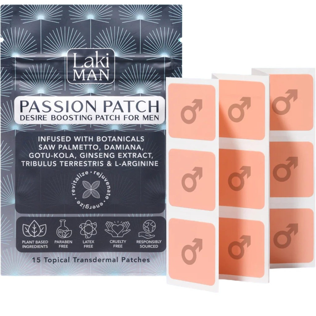 Laki Naturals Passion Patch for men (Pack of 15) - Podporuje Cirkulaci, Vitalitu, Vigour a energii s přírodními složkami - Non-Habit Forming, Time- Uvolněné pánské wellness záplaty