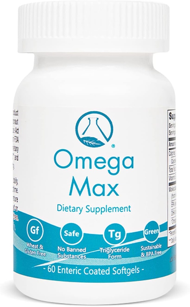 Omega Max - 60 Ct Enteric Coated, No Burp Fish Oil I Omega33 EPA DHA Supplemente I Heart, Vision, Brain & Imunitary Support, 2000mg / service