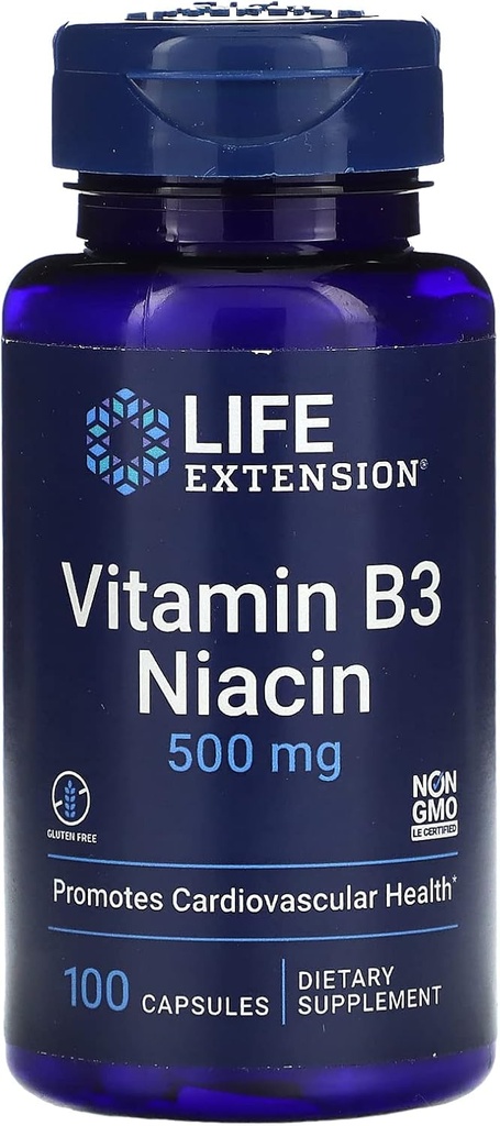 Life Extension Vitamin B3 Niacin, 500 miligram, 100 tobolek