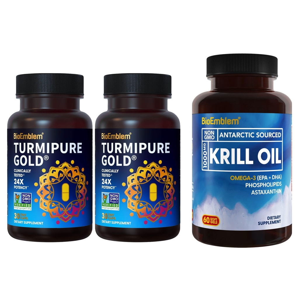 Bio Emlem Kurkumin kurkumin s klinicky studoval TurmiPure Antarktický kril olejový dodatek
