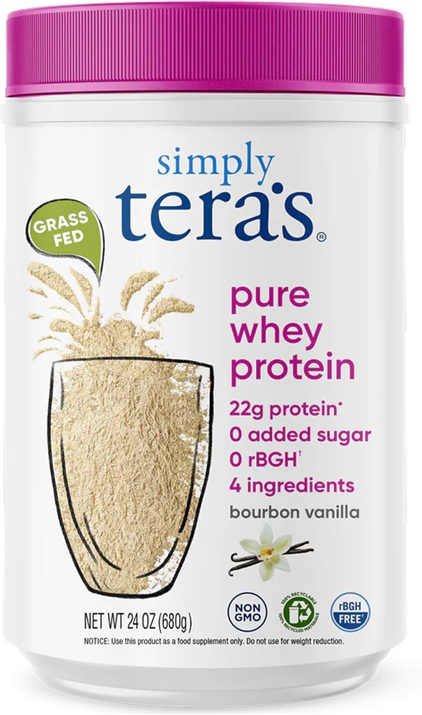 Jednoduše Pata je čistý syrovátkový prášek - Tráva Fed Vanilla syrovátkový prášek, čisté, vyrobené bez umělé sladkosti, non-GMO, Kosher, rBGH-free, Soy-Free - 24 Oz