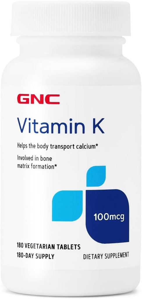 GNC Vitamin K 100mcg, 180 Tablet, Pomáhá tělo přepravu vápníku