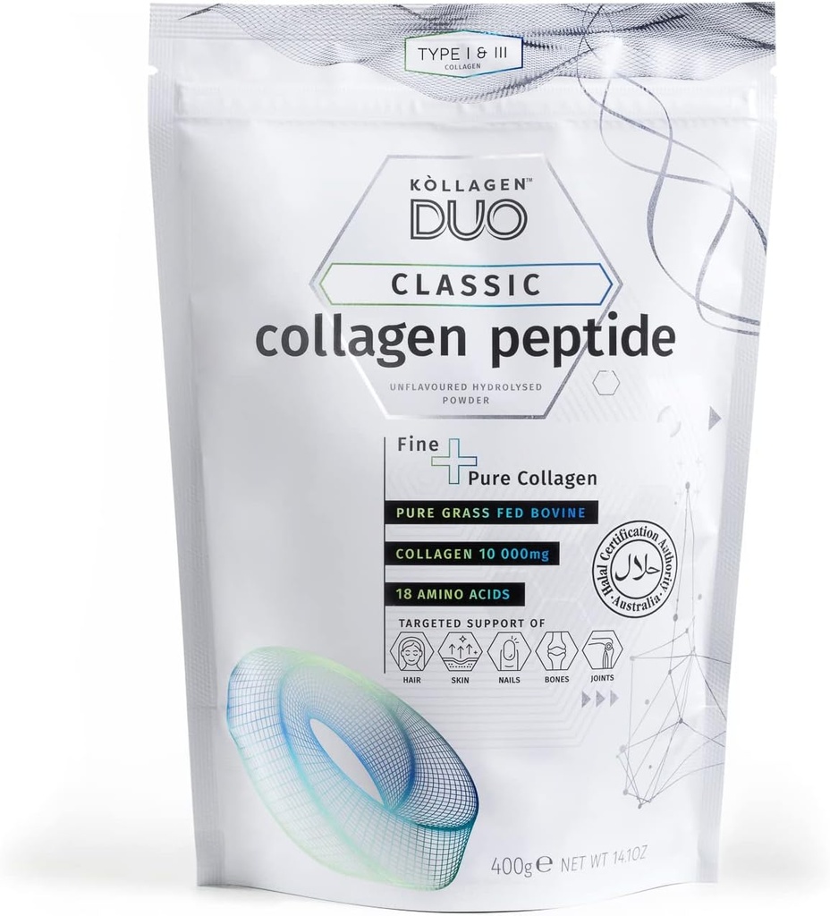 Premium Halal kolagen protein Powder - Neochucený protein zdroj typu I & III s 18 aminokyseliny, Glycine Boost, pro vlasy nehty - Kolagen dodatek