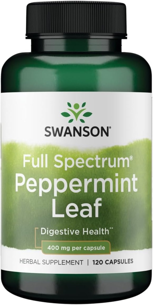 Swanson Full Spectrum Peppermint Leaf 400 miligramů 120 Kapsle