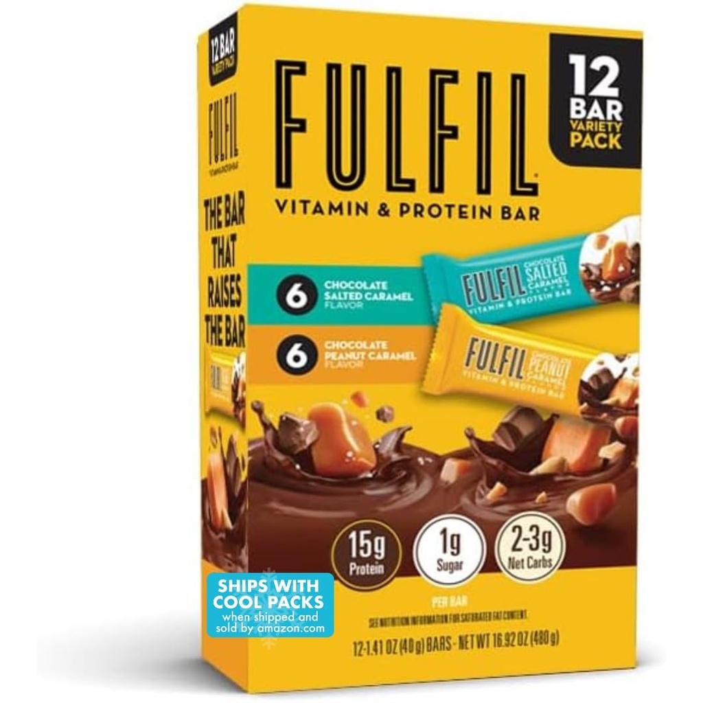 FULFIL Protein Snack Bary, 6 Čokoládový oříšek a karamel & 6 Čokoládový slaný karamel, 15g Protein, Pantry Staples, 12 Počet