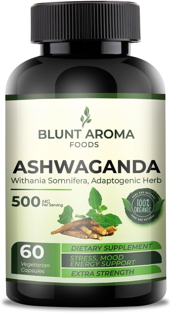 Ashwagandha Extract Capsule - Velká síla 5200mg prášku. Míchaná zázvorová kořen, kurkumin, kořen alkanet a černý pepř - 60 Kapsle - 2 měsíční dodávka