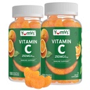 YumVs Vitamin C Gummies pro dospělé - 250 mg Orange ochucený vitamin C Gummy - Vitamin C Žvýkací imunitní gumy pro dospělé - Imunitní Supplement - Kosher, Halal, Lepek zdarma (200 Počet), 2 Pack