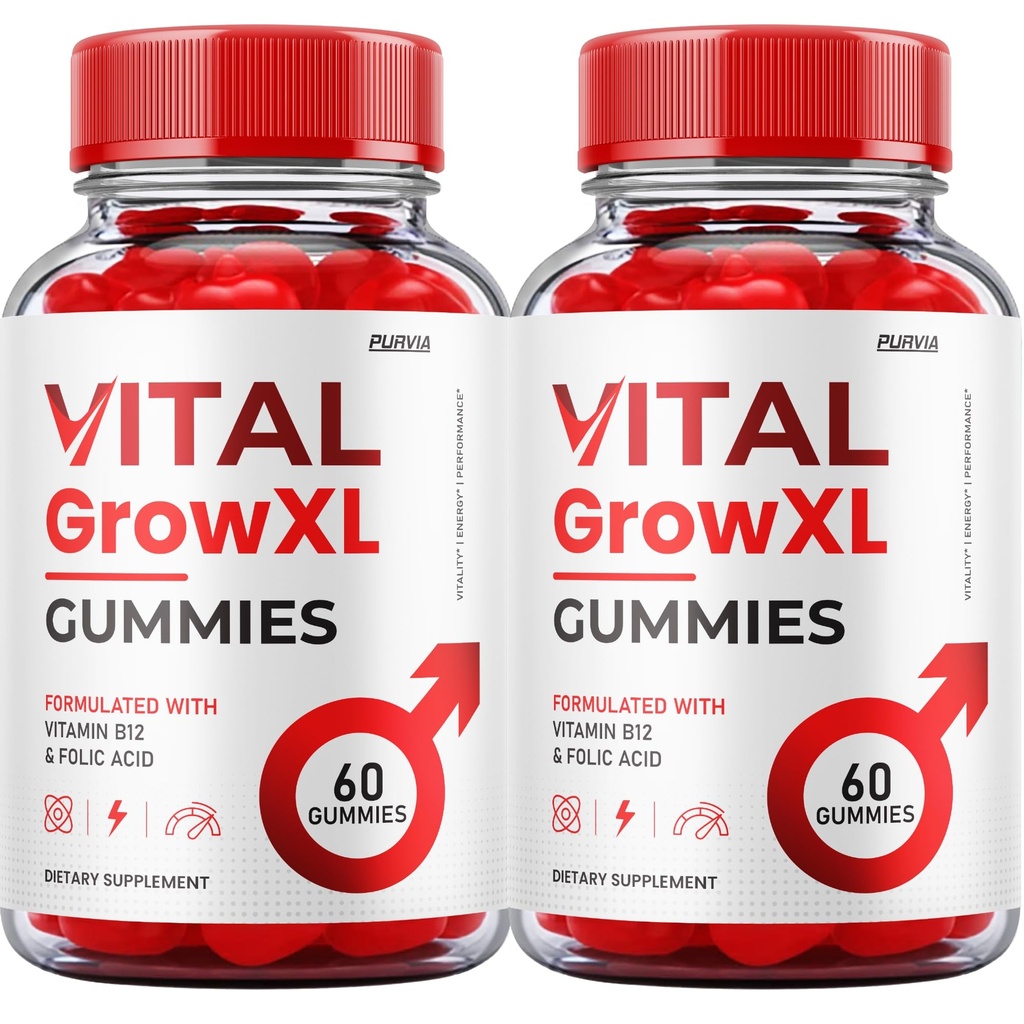 (2 Pack) Vital Grow XL Gummies - Oficiální vzorec - Vial Grow XL Advanced Strength Formule, Vital Grow XL Recenze, Celková podpora zdraví 1000mg Maximální síla Wellness doplněk (120 Gummies)
