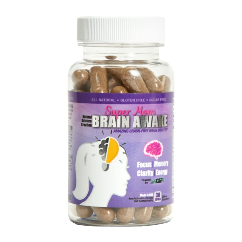 Super Mom Brain Awake Natural Energy Pills for Women - Mozek Booster Supplement for Focus, Paměť, Clarity, Energie (Nootropics Brain Supplement & Focus Supplement - 30 Day Supply)