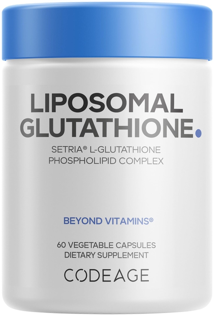 Codeage Liposomal Glutathione Supplement - Čistá redukovaná Setria L-Glutathione, Lipozomální dodávka, Fosfolipidový komplex - Enkapsulated Glutathione Powder Pills - Vegan, Non- GMO - 60 Kapsle