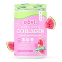 Obvi více než Kolagen prášek 124; Podporuje zdravé vlasy, kůže, hřebíky, spojky, Gut CLAN124; Grass- Fed Multi Collagen dodatek s Hyaluronic kyseliny, Biotin, Keratin CLAND124; Meloun, 25 Služeb