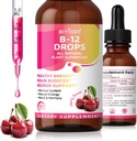 Vitamin B12 5000 mcg Liquid Drops Všechny přírodní rostliny Superfood Zdravá energie Brain Booster Neuron Podpora nervový systém Přírodní energie Mood Paměť 60ml Net Wt Cherry Flavor
