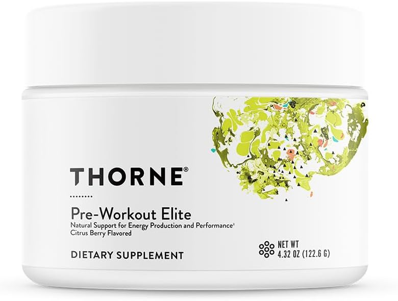 THORNE - Předcvičení Elite - Přírodní podpora výroby a výkonu energie * - Citrus Berry Ochucené - NSF Certified for Sport - 4.32 Oz - 24 Služeb