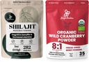 Jungle Powders Ultimate Vitality Bundle: 5oz Shilajit Powder & 5oz Organic Wild Cranberry Powder - Energie, Imunitní podpora, Superfood Extracts for Pečení, Smoothies, USDA Certified