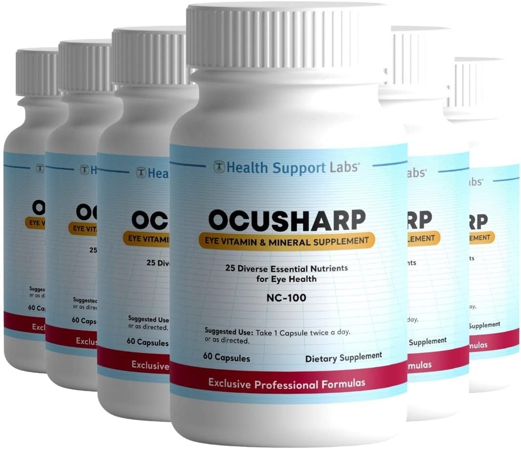 Ocusharp Vision Health Formule s Zeaxanthin, Lutein, Bilberry Exrtract, Eyebright & More - Doplatek vitaminu očí, 60 Kapsle (6)